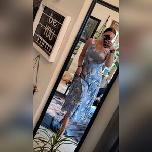 '90s Vintage All that Jazz Blue Floral Midi Dress